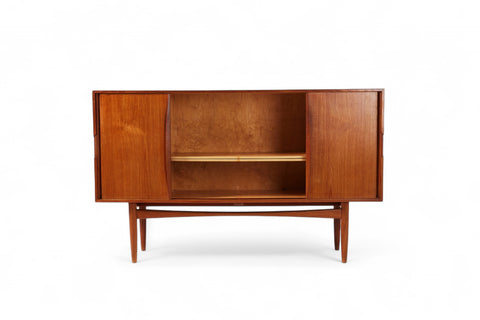 DANISH MODERN HIGH SIDEBOARD IN TEAK WITH ROLLED PULLS