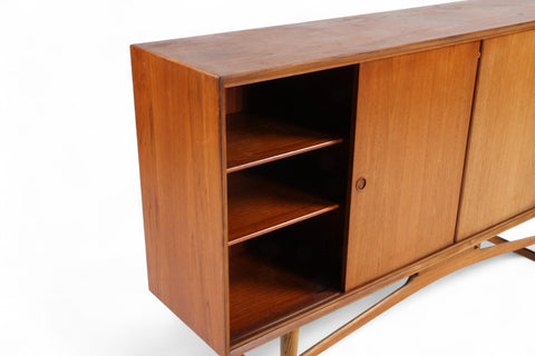 DANISH MODERN HIGH SIDEBOARD IN TEAK WITH MIRRORED DRY BAR