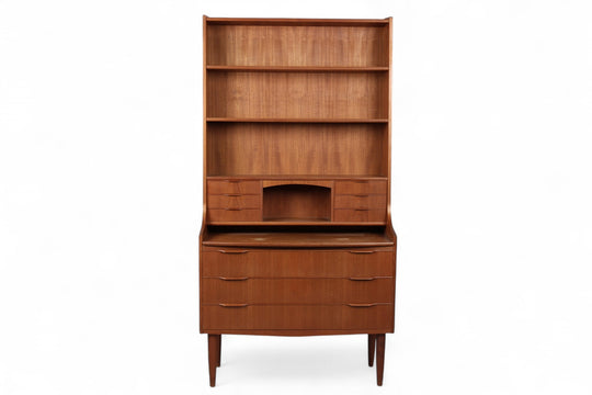TALL TEAK DANISH MODERN BOOKCASE / SECRETARY DESK
