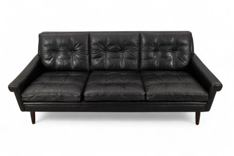 SVEND SKIPPER THREE SEAT SOFA IN BLACK LEATHER