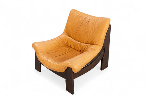 1970s MAISON REGAIN LOUNGE CHAIR IN COGNAC LEATHER