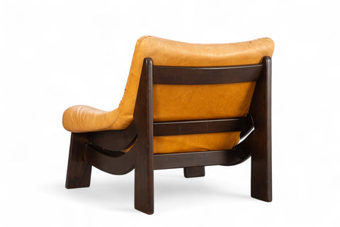 1970s MAISON REGAIN LOUNGE CHAIR IN COGNAC LEATHER