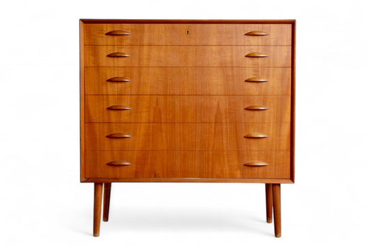 JOHANNES SORTH ORANGE SLICE HIGHBOY DRESSER IN TEAK