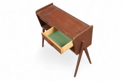 Drawer detail of mid century teak storage chest