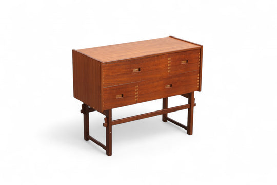 UNIQUE ASYMMETRIC TEAK FOUR DRAWER HALL CHEST IN TEAK
