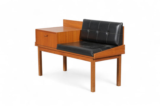 1960s DANISH MODERN TELEPHONE BENCH IN TEAK #2