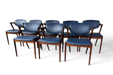 Kai Kristiansen Model 42 dining chair in rosewood set view