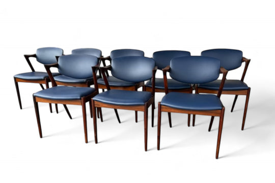 SET OF EIGHT KAI KRISTIANSEN MODEL 42 DINING CHAIRS IN ROSEWOOD