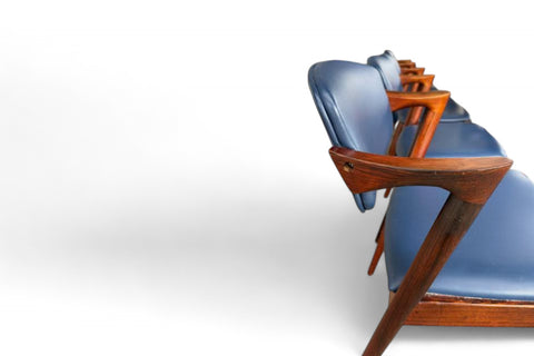 Close-up of rosewood frame and seat of Model 42 chair