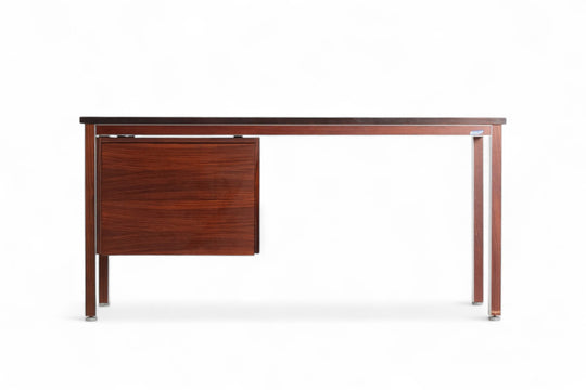1970s DANISH OFFICE DESK IN ROSEWOOD + ALUMINUM BY NIPU