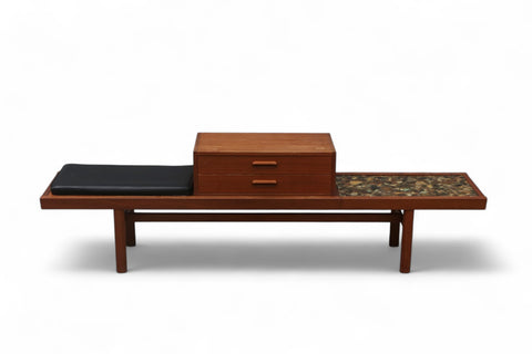 Rare teak acrylic modular mid century bench in teak