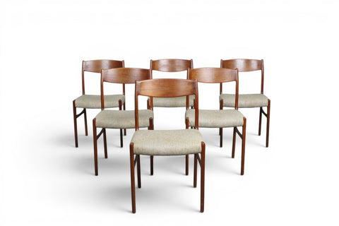 Set of six 1960s Danish teak dining chairs by Glyngøre Stølefabrik — mid century modern seating