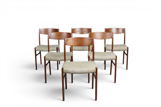 SET OF SIX TEAK DINING CHAIRS BY GLYNGØRE STØLEFABRIK