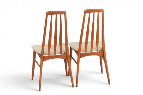Back view of pair of Niels Koefoed Eva teak dining chairs — Koefoed Hornslet 1960s
