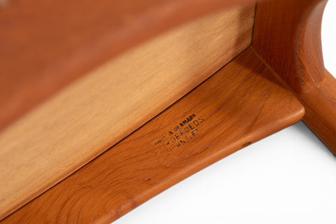 Koefoed Hornslet Møbelfabrik label on 1960s Niels Koefoed Eva teak dining chair