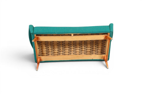 Ruda Snickeri Möbelfabrik label on Svante Skogh Model 120 Swedish loveseat 1950s
