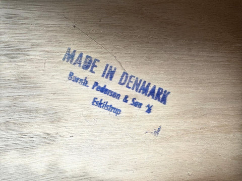 Bernhard Pedersen + Søn label on 1970s Danish tambour teak secretary desk