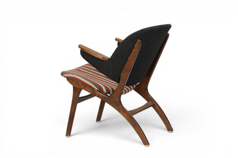 Side profile of Carl Edward Matthes beech and wool lounge chair 1960s Danish modern