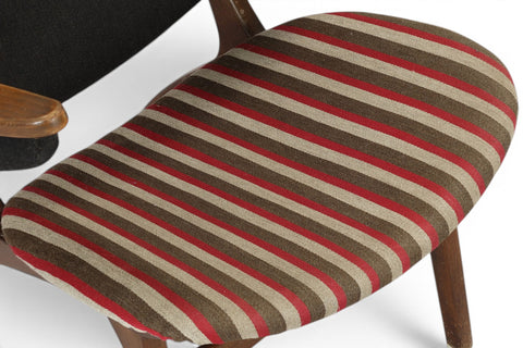 Beech frame detail on Carl Edward Matthes 1960s Danish lounge chair
