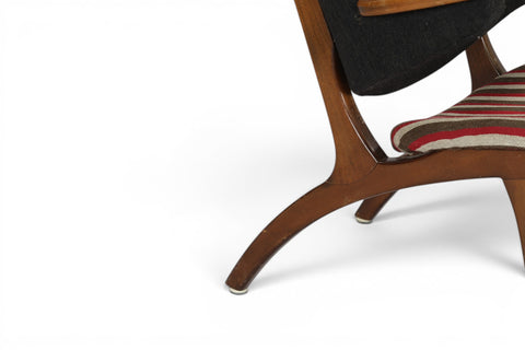 Back view of Carl Edward Matthes 1960s beech and wool lounge chair — Denmark
