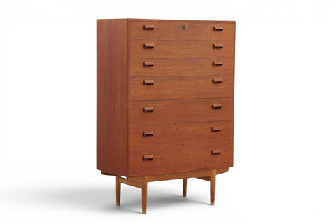 Børge Mogensen teak and oak highboy dresser by Søborg Møbler — 1950s Danish modern