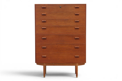 Side view of Børge Mogensen massive teak and oak highboy dresser 1950s Denmark