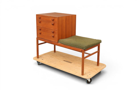 Side view of Casino teak telephone bench by Engström and Myrstrand — Tingströms Sweden 1960s