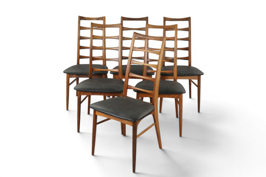 SET OF SIX NIELS KOEFOED "LIS" LADDERBACK DINING CHAIRS IN ROSEWOOD