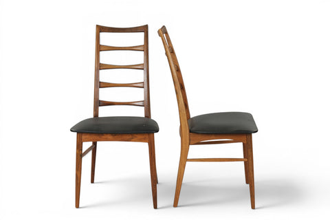 Side profile of Niels Koefoed Lis rosewood ladderback dining chair 1960s Danish modern