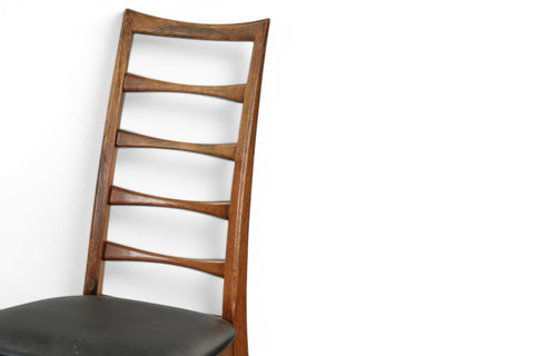 Upholstered seat detail on Niels Koefoed Lis rosewood dining chair Denmark 1960s