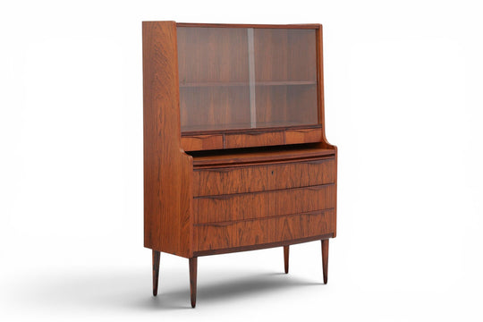 DANISH MODERN BOOKCASE / SECRETARY DESK IN ROSEWOOD WITH CURIO TOP