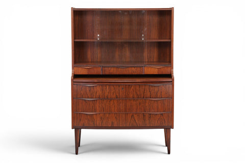 DANISH MODERN BOOKCASE / SECRETARY DESK IN ROSEWOOD WITH CURIO TOP