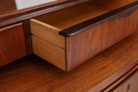DANISH MODERN BOOKCASE / SECRETARY DESK IN ROSEWOOD WITH CURIO TOP