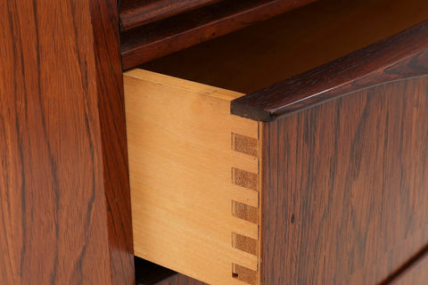 DANISH MODERN BOOKCASE / SECRETARY DESK IN ROSEWOOD WITH CURIO TOP