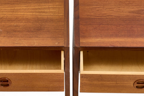 pair mounted together - 1960s Swedish mid century teak wall cabinet pair