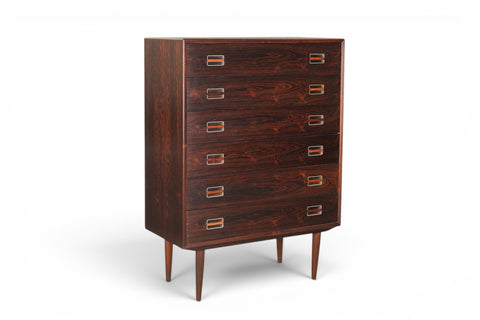 front view - 1960s Danish mid century rosewood chest of drawers