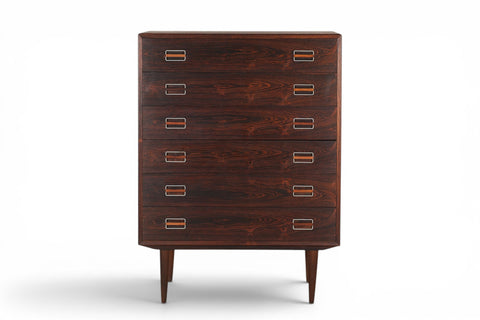 side profile - 1960s Danish mid century rosewood chest of drawers