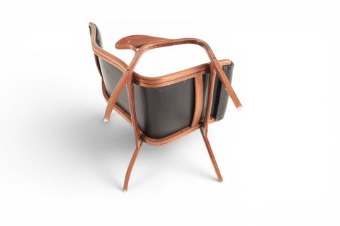 detail of bentwood teak frame - 1965 Swedish mid century Lamino armchair