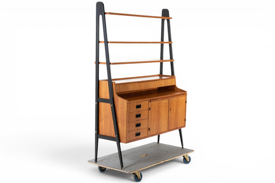1960S TEAK BOOKCASE WITH BLACKENED GABLES