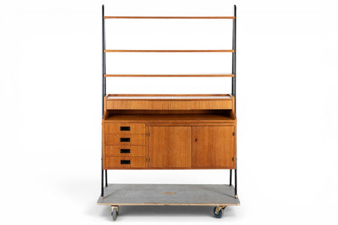 side profile - 1960s Swedish mid century teak bookcase