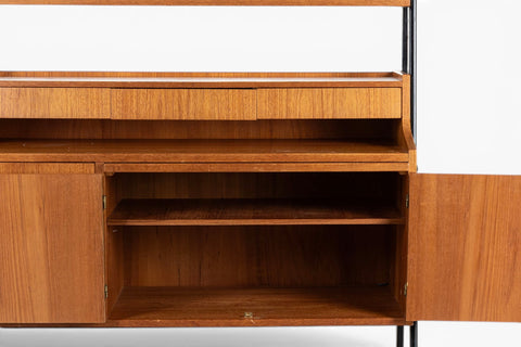 three-quarter view - 1960s Swedish mid century teak bookcase