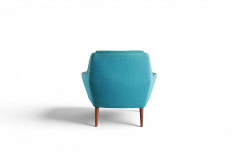 Three-quarter angle view of low-back lounge chair - 1960s Denmark mid century modern