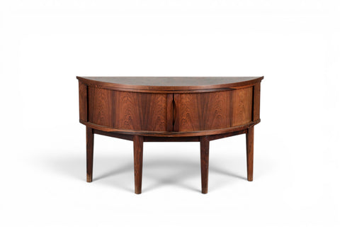 Danish rosewood hall cabinet front view with tambour doors - 1960s 1970s Denmark mid century modern