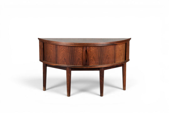 DANISH ROSEWOOD HALL CABINET WITH TAMBOUR DOORS + COPPER TOP PLATE