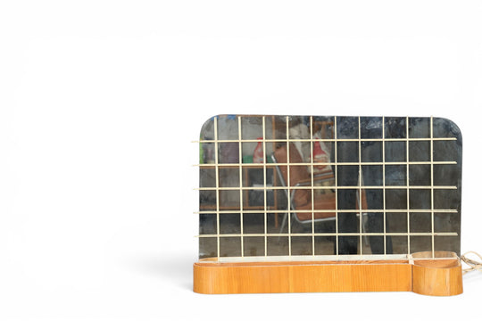 TEAK + METAL MIRROR WITH CONSOLE SHELF
