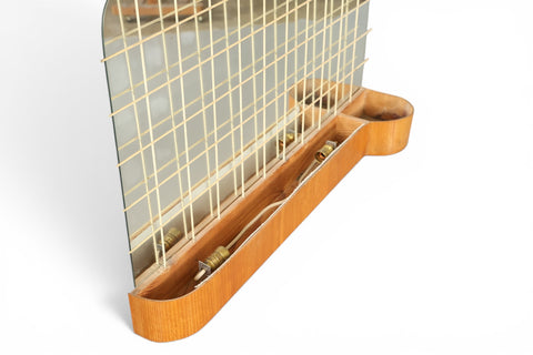 Close-up of metal frame and teak shelf joinery - Swedish 20th century mid century modern