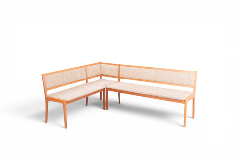 Danish two piece corner dining bench, full view - 1970s Denmark mid century modern