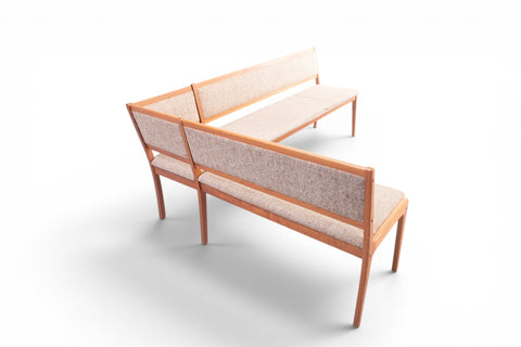 Corner dining bench teak frame side profile - 1970s Denmark mid century modern
