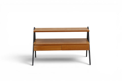 Teak shelf three-quarter angle view - Swedish mid century modern