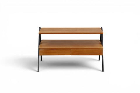 Teak shelf back view showing construction - Swedish mid century modern
